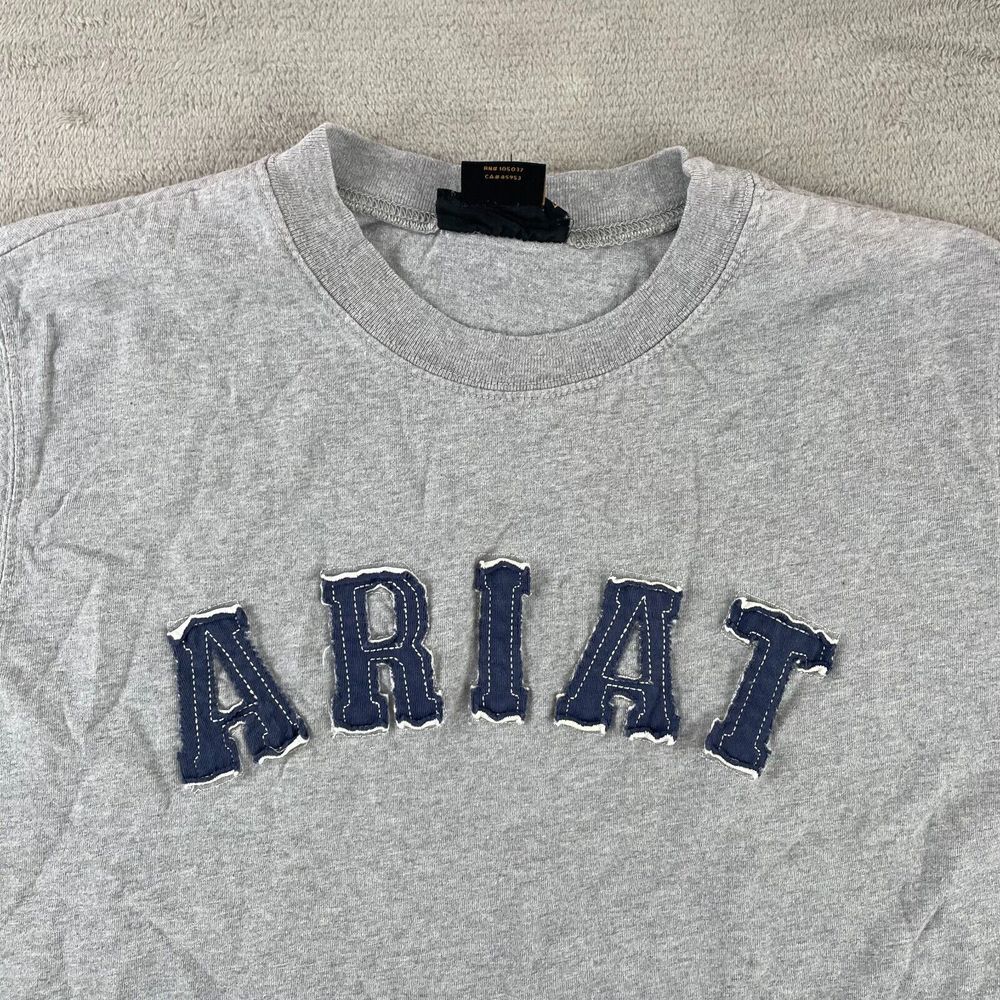 Ariat T-Shirt Men‎ Large Gray Short Sleeve Applique Ariat Logo Crew Neck